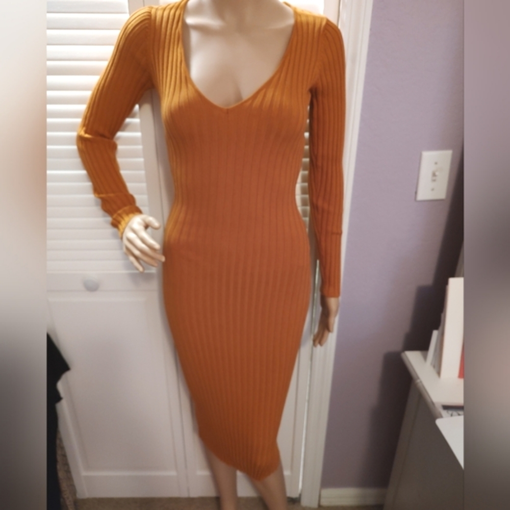 NBD Ribbed knit sweater dress